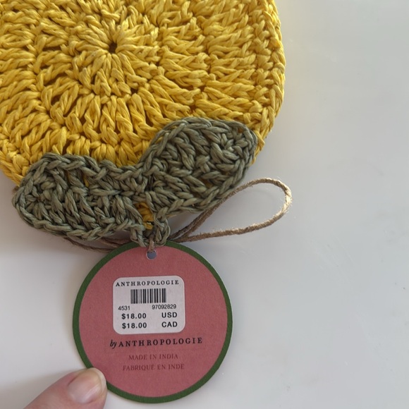 NEW Anthropologie Ischia Woven Lemon Coasters, Set of 2 - Picture 6 of 6
